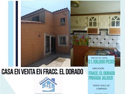 VENTA DE CASA EN FRACCIONAMIENTO EL DORADO