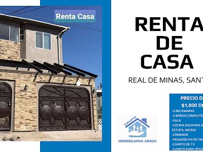 RENTA DE CASA EN REAL DE MINAS, SANTA FE