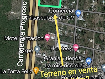 TERRENO UBICADO SOBRE LA CARRETERA A PROGRESO EN VENTA