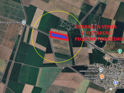 VENTA DE TIERRAS AGRICOLAS DE EXCELENTE CALIDAD EN PREDIO PALOS BLANCOS GUASAVE, 5 HECTAREAS, PEQUEÑA PROPIEDAD.